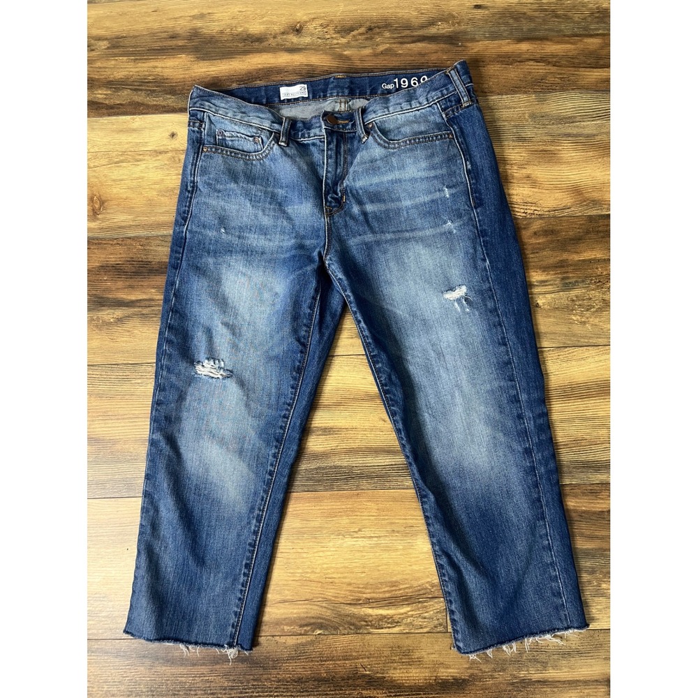Gap 1969 Sexy Boyfriend Jeans 29 Medium Distressed Raw Hem Vintage casual